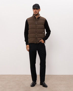 Stefano Ricci Brown down vest with logo patch MDJ6300280519V