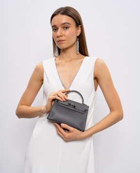 Babe Pay Pls Grey leather satchel bag 6509