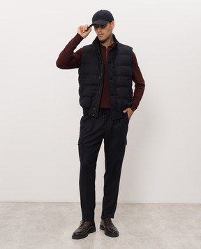 Peserico Navy blue wool down vest R53086B2710