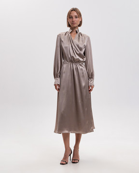 Kiton Beige silk wrap dress D62319K0584I