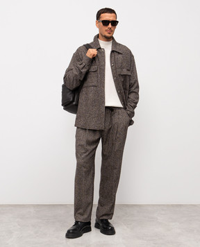 Dolce&Gabbana Brown alpaca wool check shirt G5MM6TFQMKD