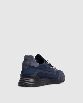 Stefano Ricci Blue combination sneakers with monogram logo UV689G2402TSDPWY