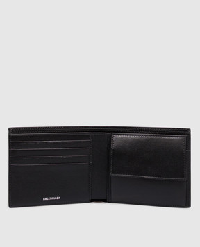 Balenciaga Black Leather Credit Square Folded Wallet 8119102ABV0