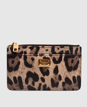 Dolce&Gabbana Beige leather cardholder with print BI1261AX566
