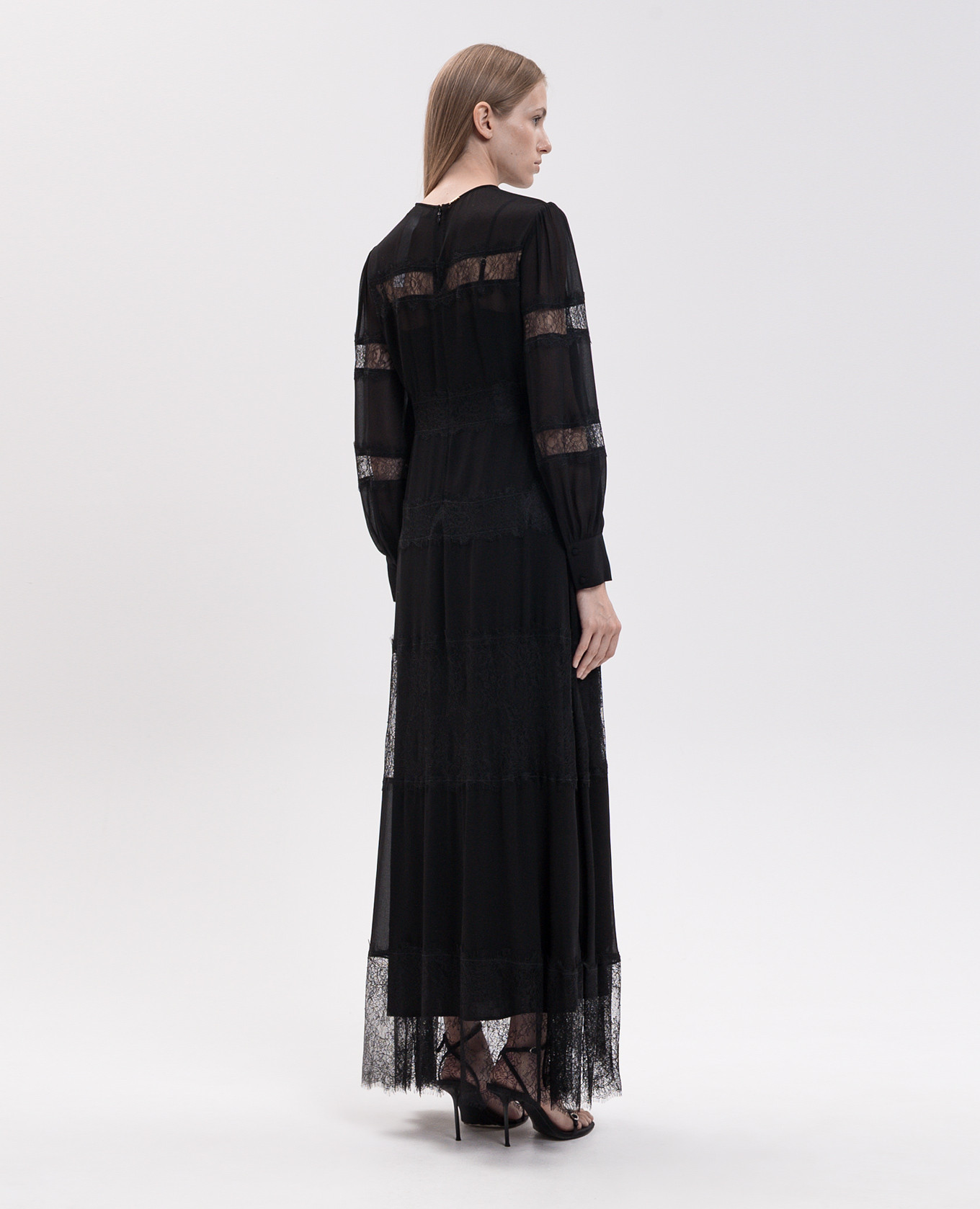 Black maxi dress with lace Twinset 3