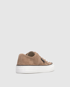 Brunello Cucinelli Brown suede sneakers with a monil chain MZSFG3221
