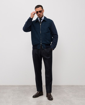 CAPOBIANCO Blue jacket with wool 19M181FSMN