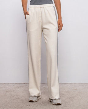 Peserico Ivory striped sweatpants A04864J0B5033