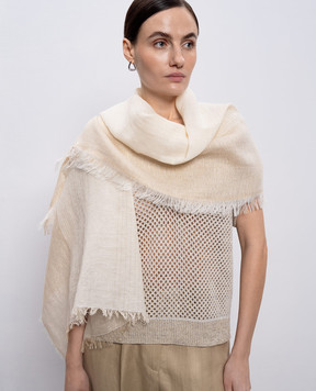 Peserico Beige linen scarf with lurex S31545C0CC826