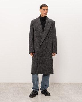 JW Anderson Grey Crombie double-breasted wool coat CO0354PG1872