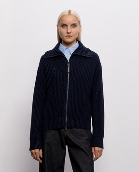 Brunello Cucinelli Blue cashmere and silk cardigan MBM753506P