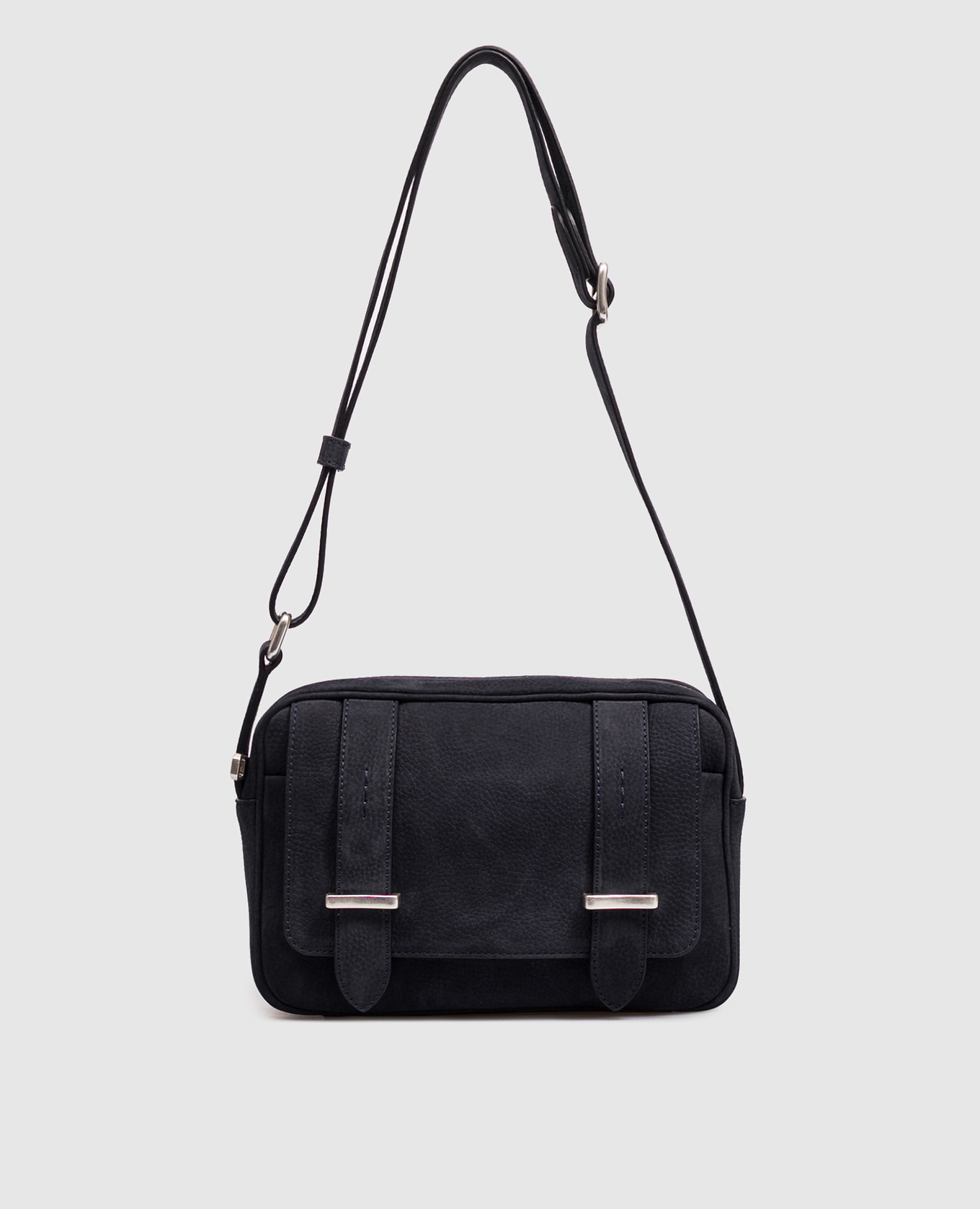 Blue nubuck bag with textured logo Orciani