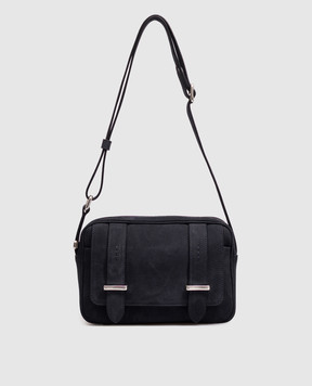 Orciani Blue nubuck bag with textured logo P00759NAB