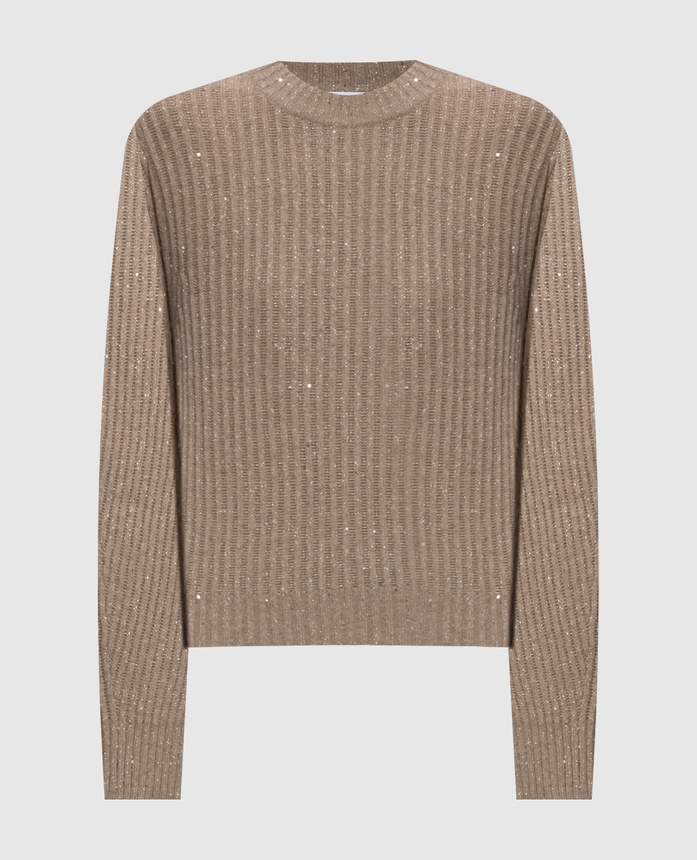 Brown cashmere and wool sweater with sequins