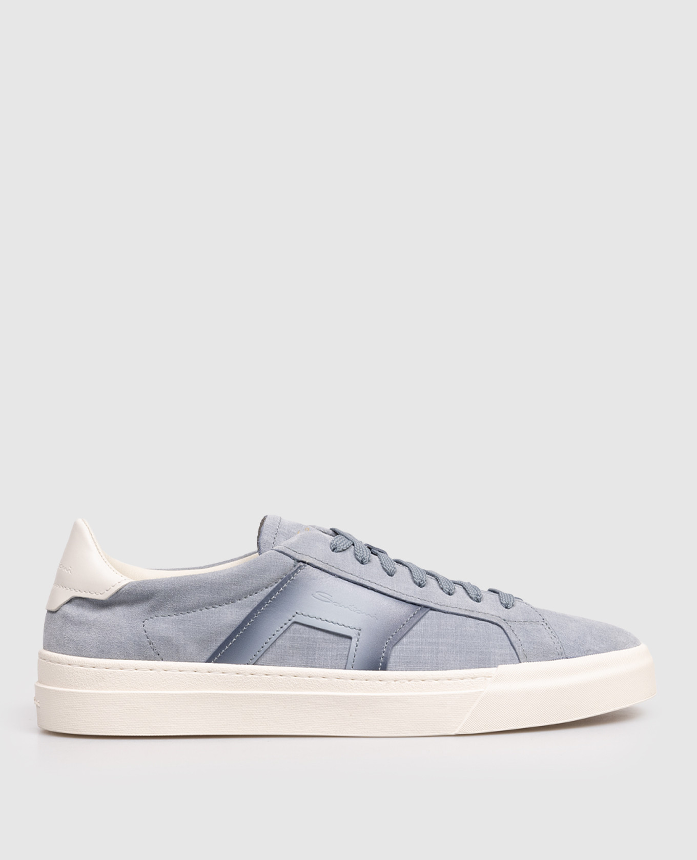 Blue nubuck sneakers with logo print