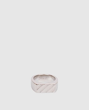 Off-White Silver ring with Diag emblem OMOC07NC99MET001