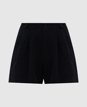 Y`S Yamamoto Black patterned wool shorts YLP01107