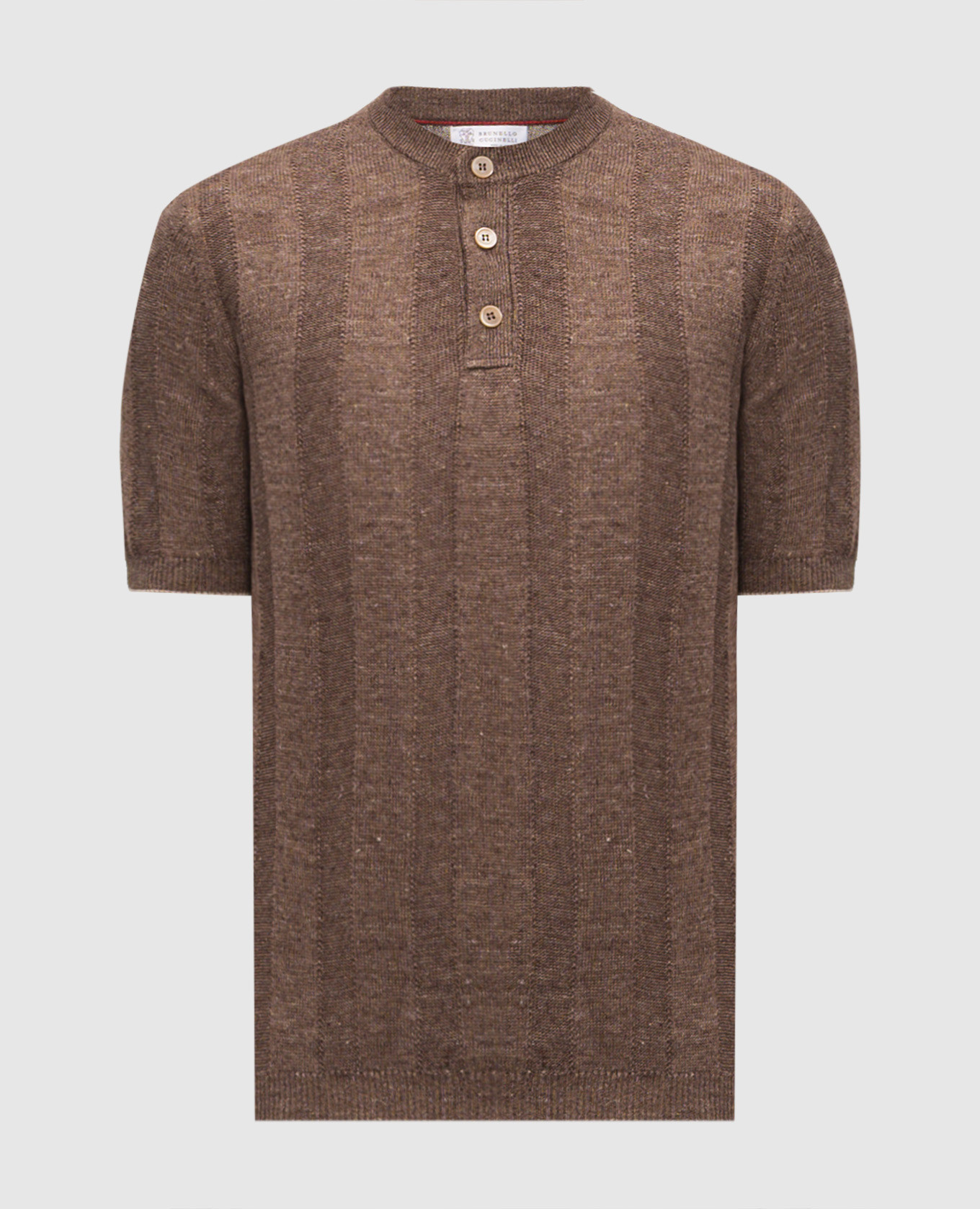 Brown knitted T-shirt with linen