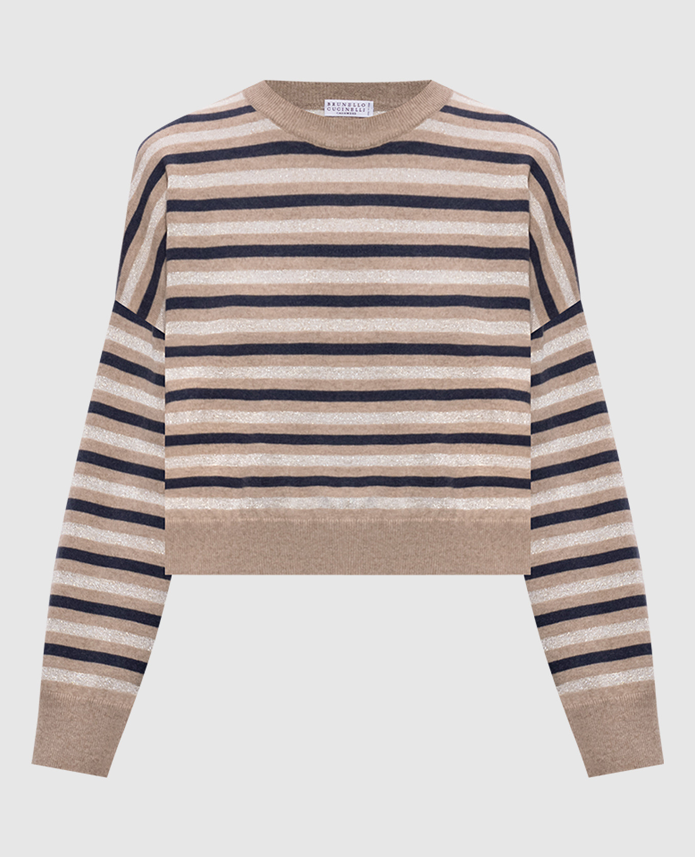 

Beige striped wool, cashmere and silk sweater Brunello Cucinelli
