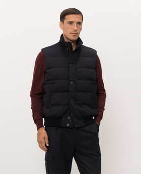 Peserico Navy blue wool down vest R53086B2710