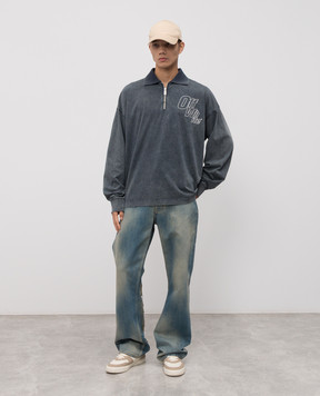 Off-White Blue long-sleeved polo shirt with logo 44MAD00NF5F004