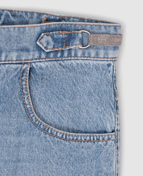 Brunello Cucinelli Children's blue jeans with a monil chain BH188P606C