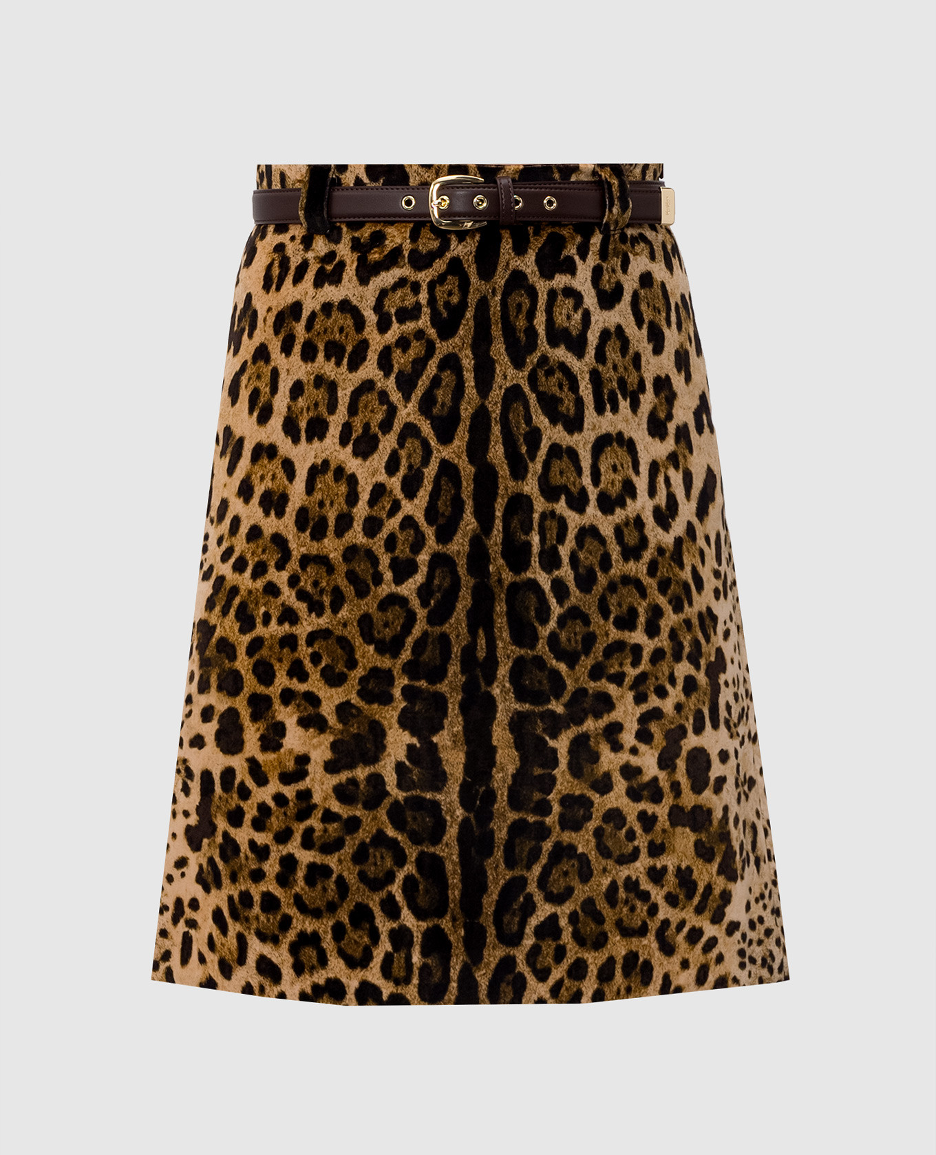 FALANGE velvet skirt in leopard print with belt