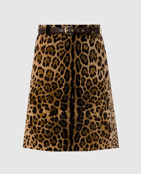 Max Mara FALANGE velvet skirt in leopard print with belt MSTFALANGE