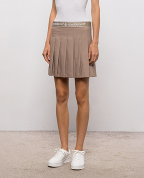 Casablanca Beige pleated wool skirt WPF26SK21601