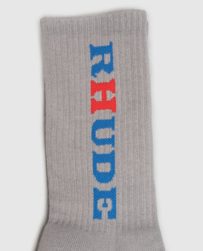 Rhude Grey socks with logo RHFW26SO05884