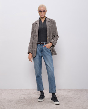 Brunello Cucinelli Grey ribbed wool top MD998VB714