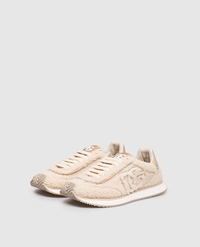 Dolce&Gabbana Beige DG Cushion logo leather sneakers CK2288AI988