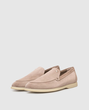 Stefano Ricci Beige suede loafers with emblem UC64G2287SDP
