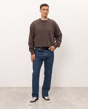 Stone Island Brown sweatshirt with logo print L2S156100037S0E20