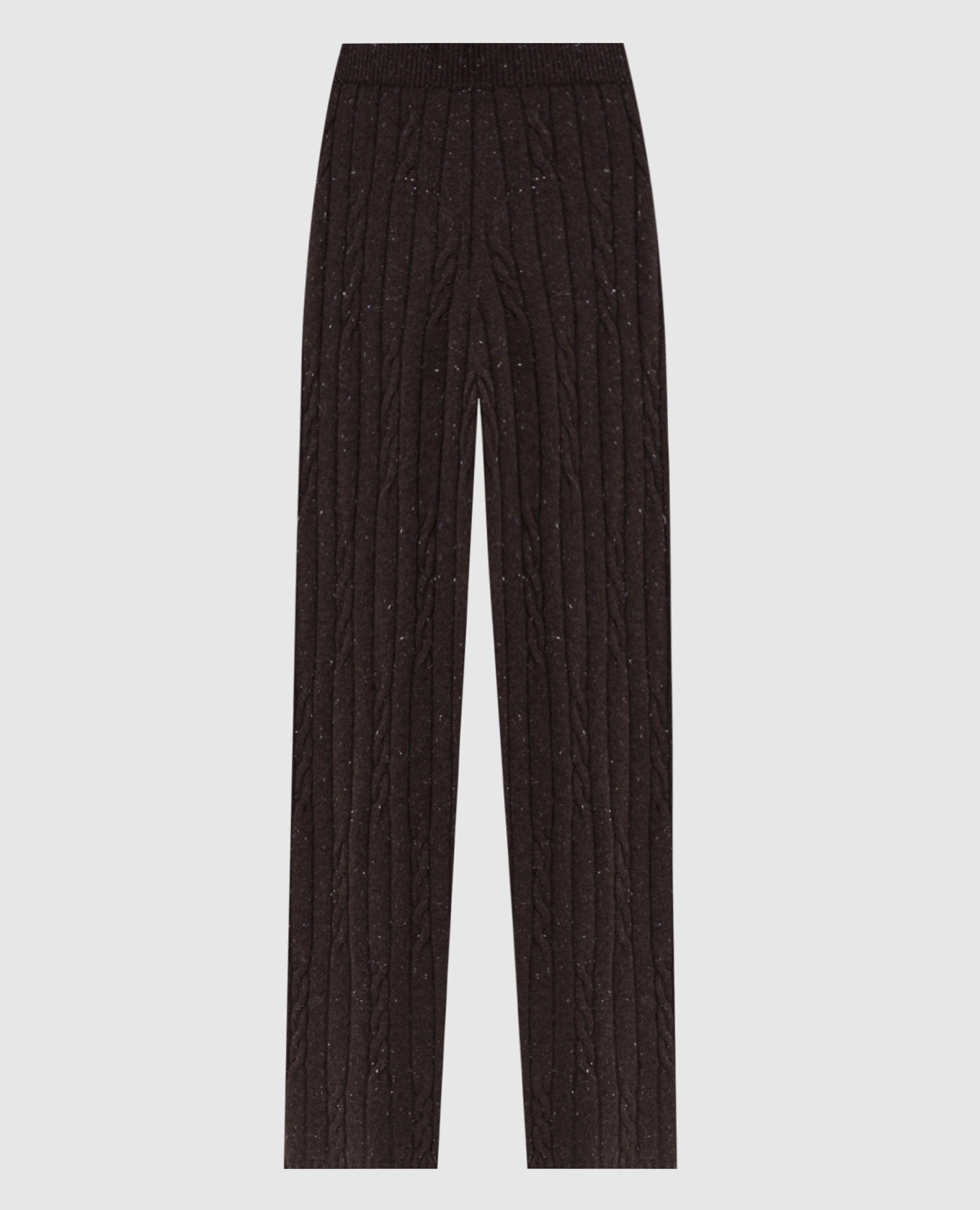 Pantaloni marroni in lana e seta con lurex
