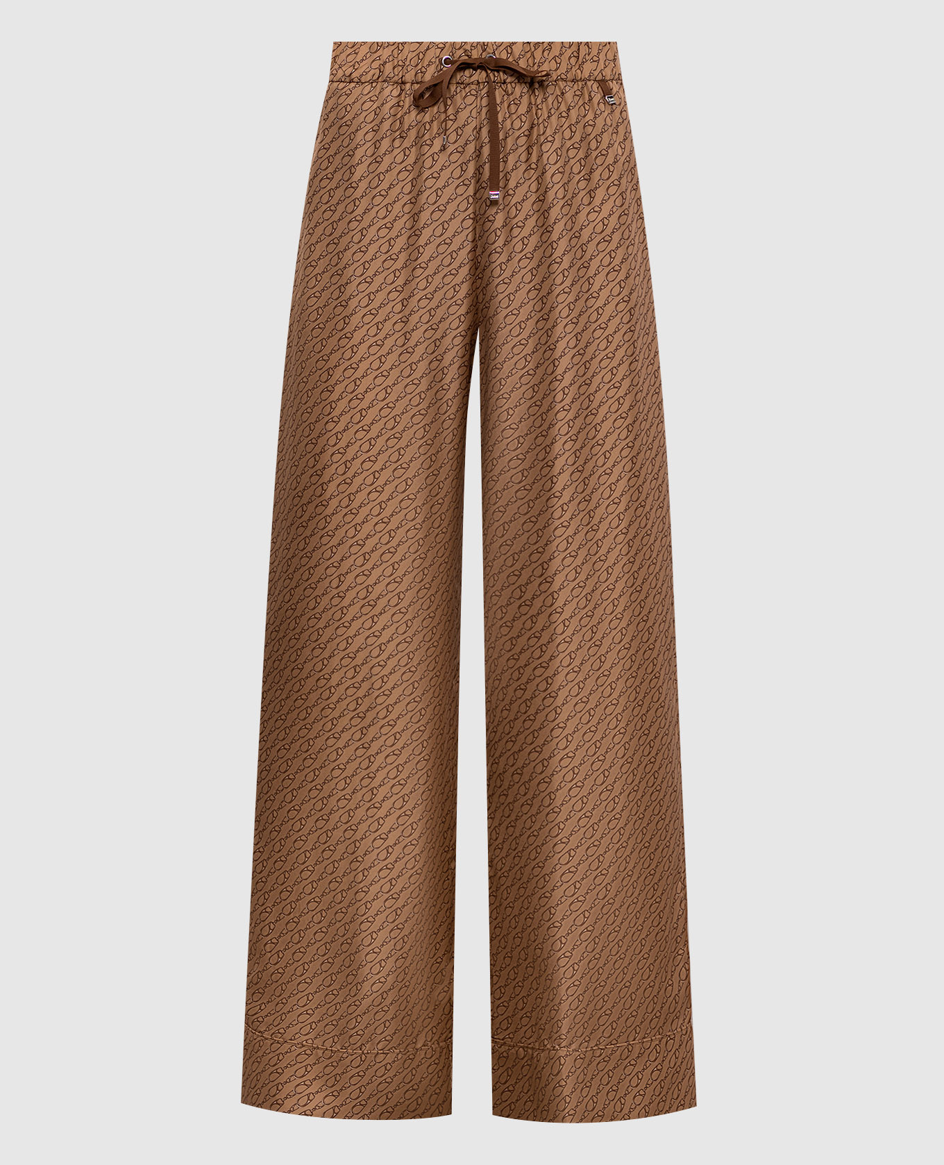 

Brown silk pants with branded print Herno