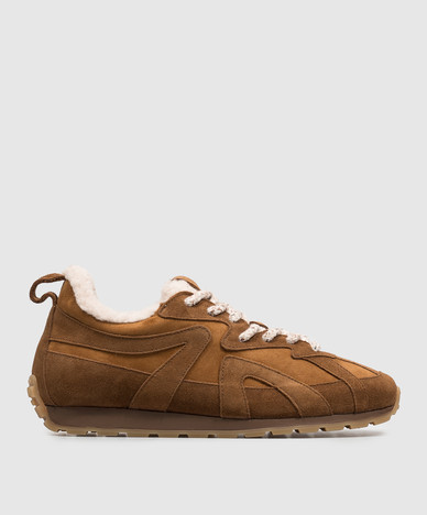 Maribella brown suede sneakers with fur