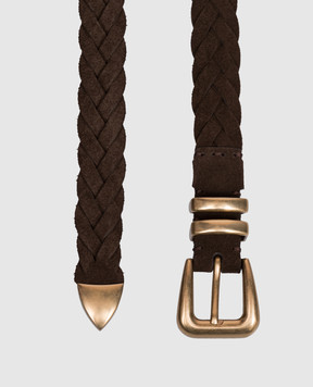 Brunello Cucinelli Brown suede braided belt MAURP253