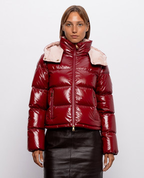 Moncler Niveole burgundy down jacket with logo patch L20931A00031597EU
