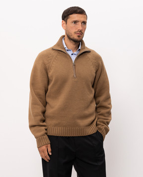 Tom Ford Brown wool and cashmere sweater with zipper KFL017YMW167