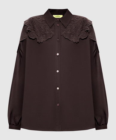Brown shirt with broderie embroidery