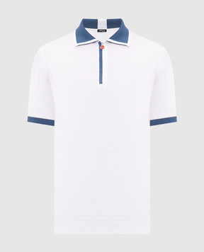 Kiton White polo with contrast piping UMK0571