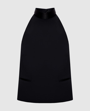 Alexander McQueen Black wool top with open back 865421QJAAC