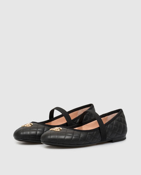 Dolce&Gabbana Black leather ballet flats with stitching D11433A09882736