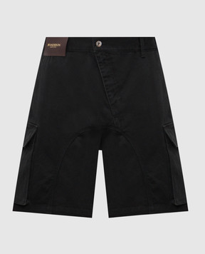 JW Anderson Black denim cargo shorts with logo patch SR0129PG1933
