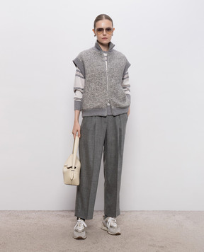 Peserico Gray wool vest with sequins A03170A7733