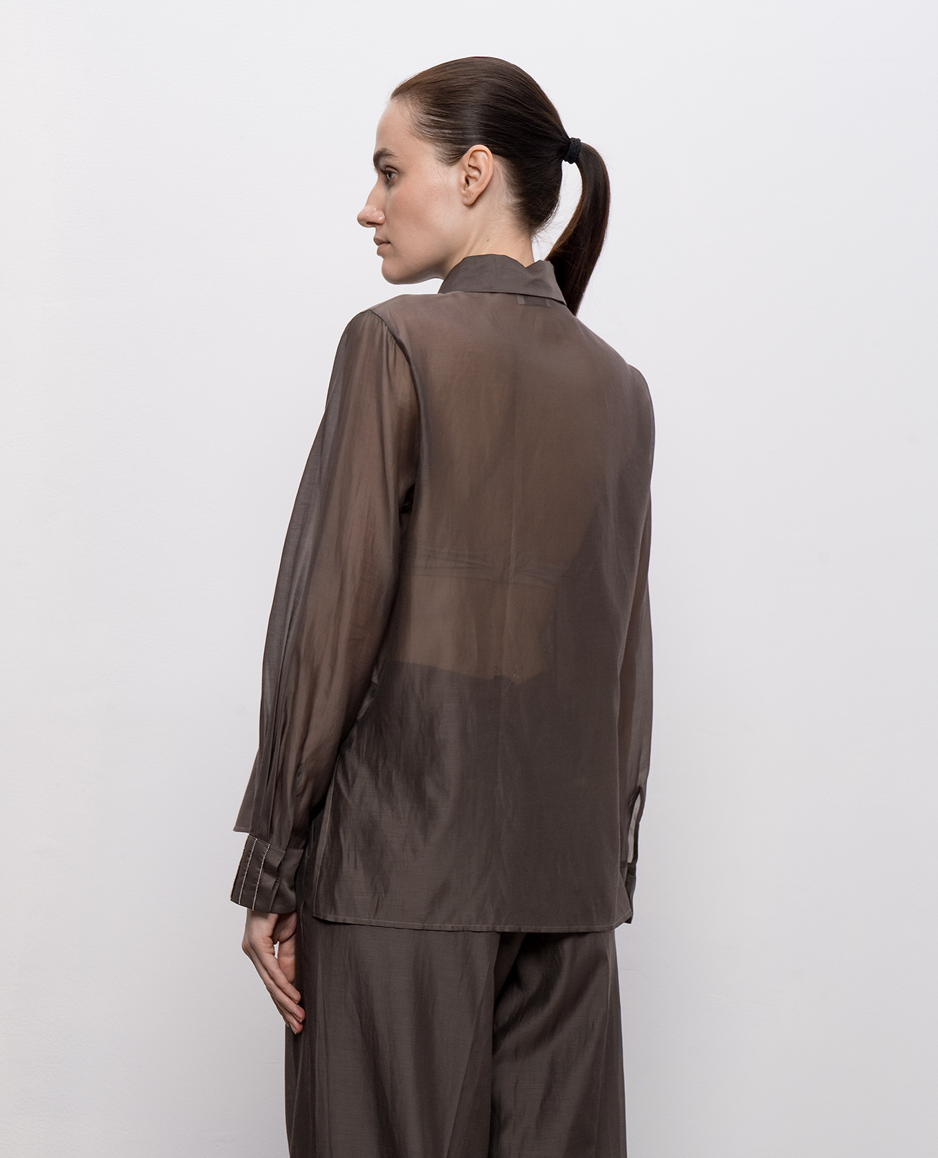 Brown blouse with silk Peserico 4