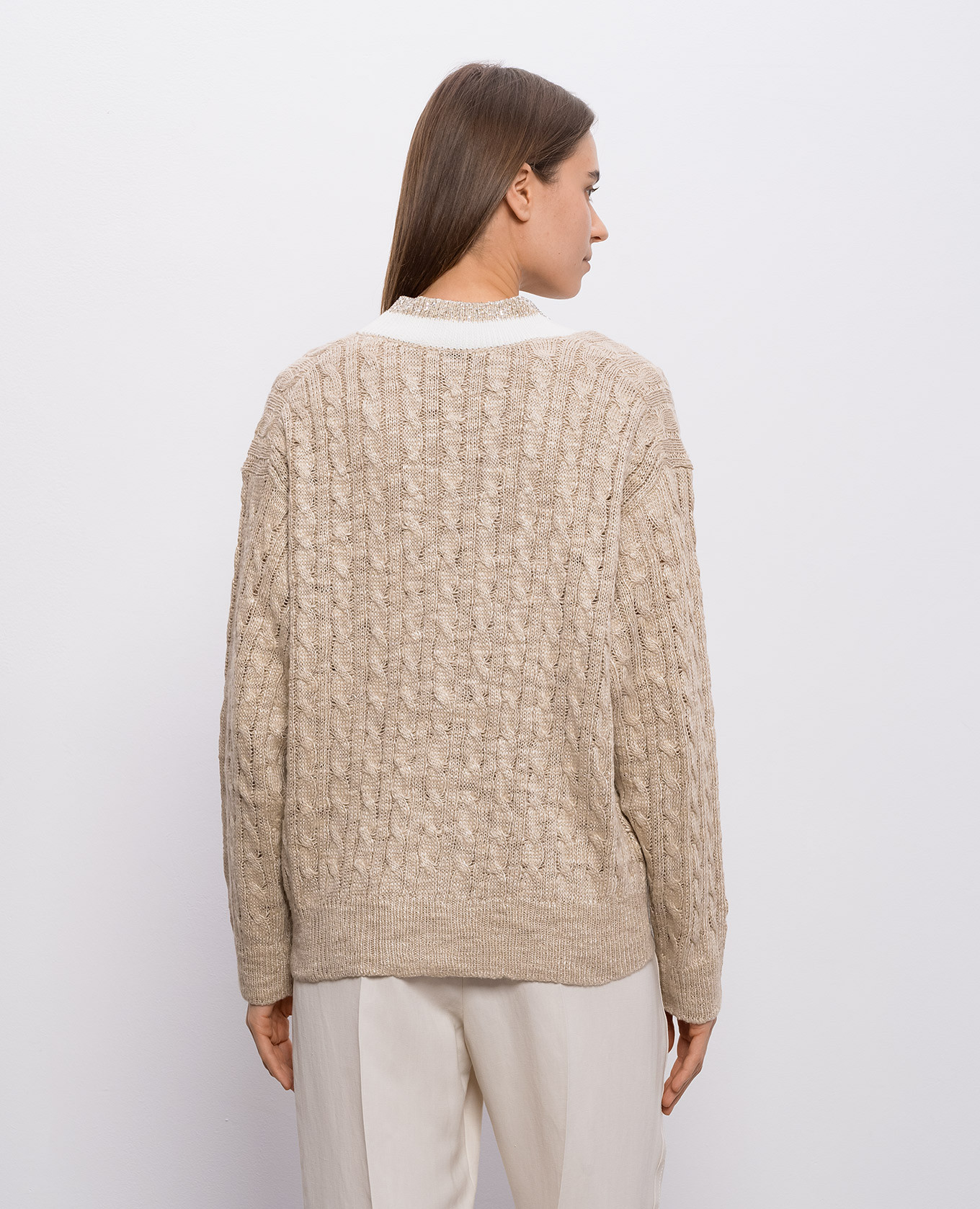 

Beige hemp and silk cardigan Brunello Cucinelli