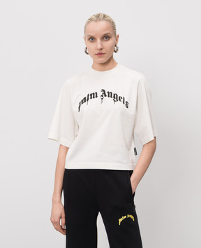 Palm Angels Ivory T-shirt with logo print PWAA079S26JER004