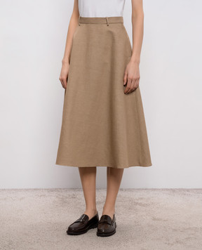 Agnona Beige midi skirt with linen and silk TG1101YU2108